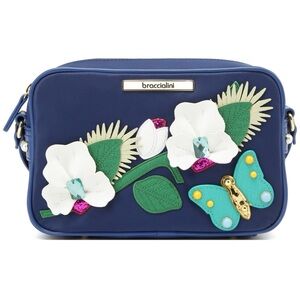 Braccialini Floral Appliqué Crossbody Bag